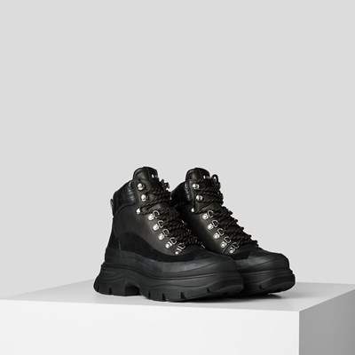 Női Karl Lagerfeld Luna Hiker Csipke Bakancs Fekete | XAS281546